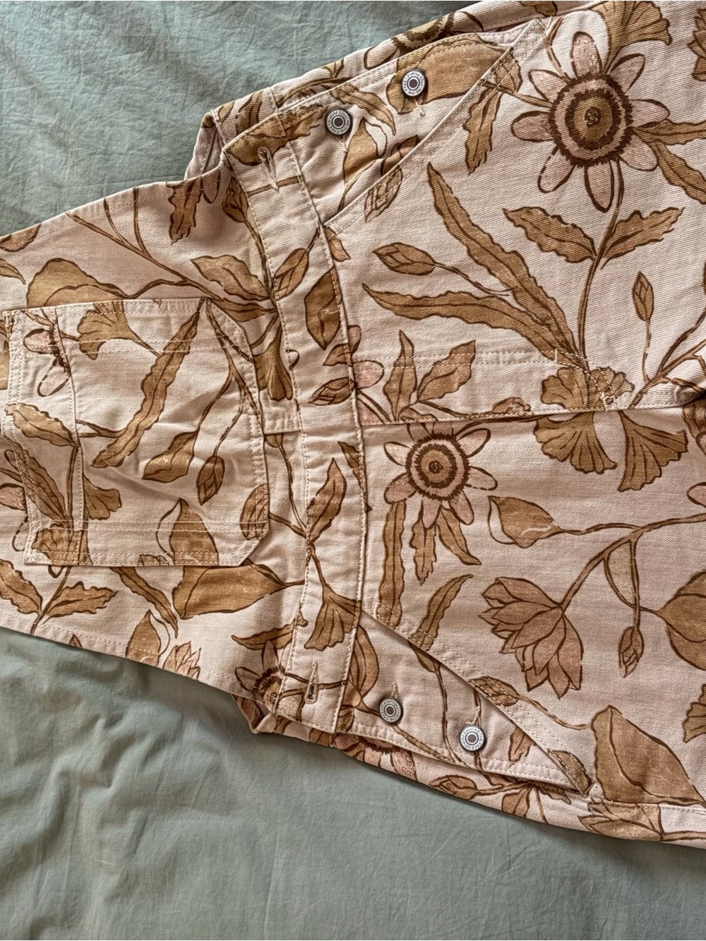 Free People Floral Print Beige and Brown ziggy overalls small